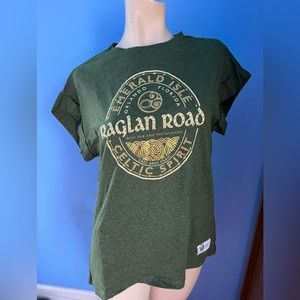 Green Raglan Road Rolled Sleeve Tee